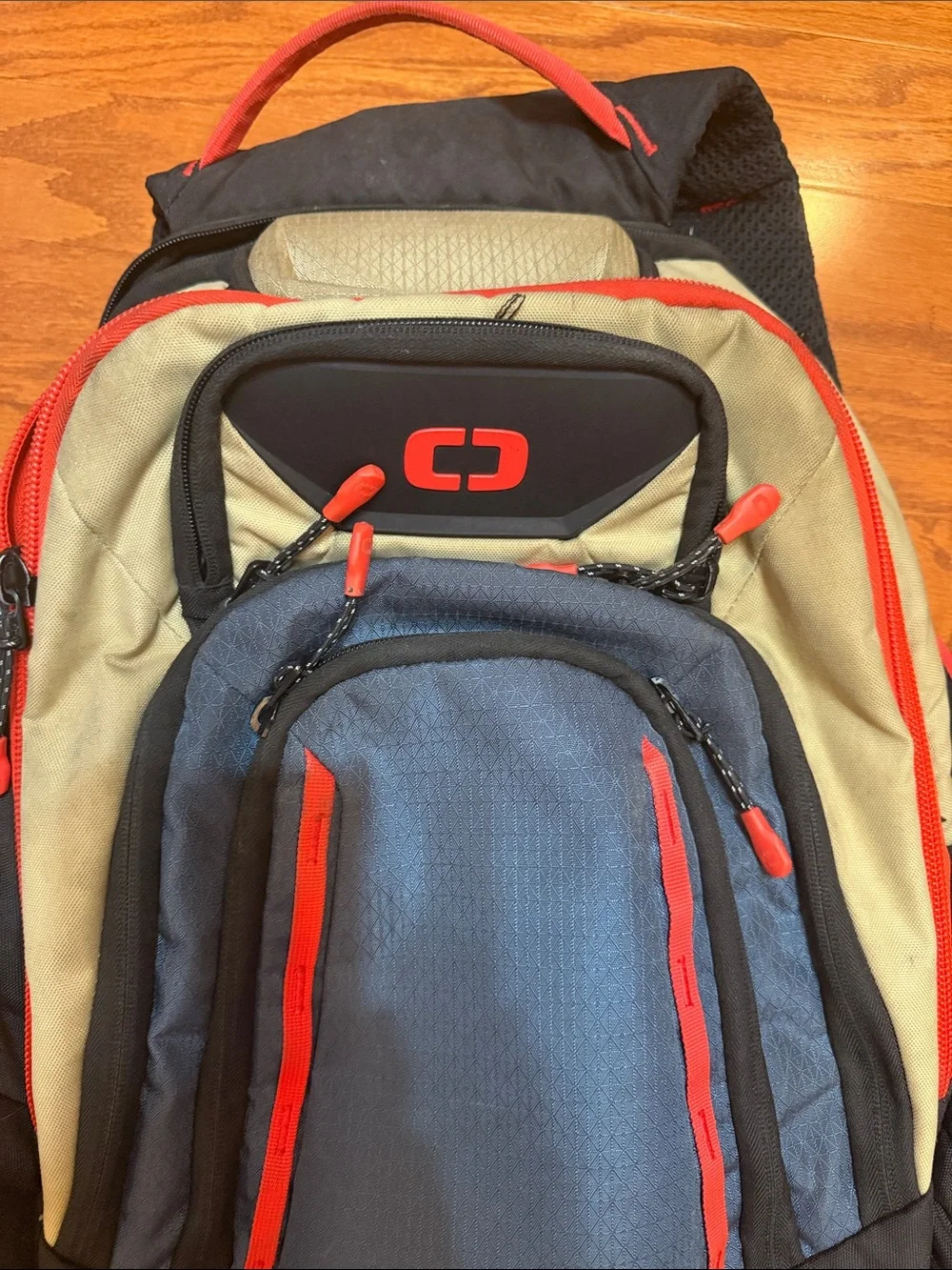 OGIO Black and Blue Backpack with Red Trim